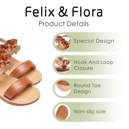Image of Felix & Flora Toddler Girl Sandals - Little Girl Easter Dress Shoes Lightweight Open Toe Beach Holiday Flats