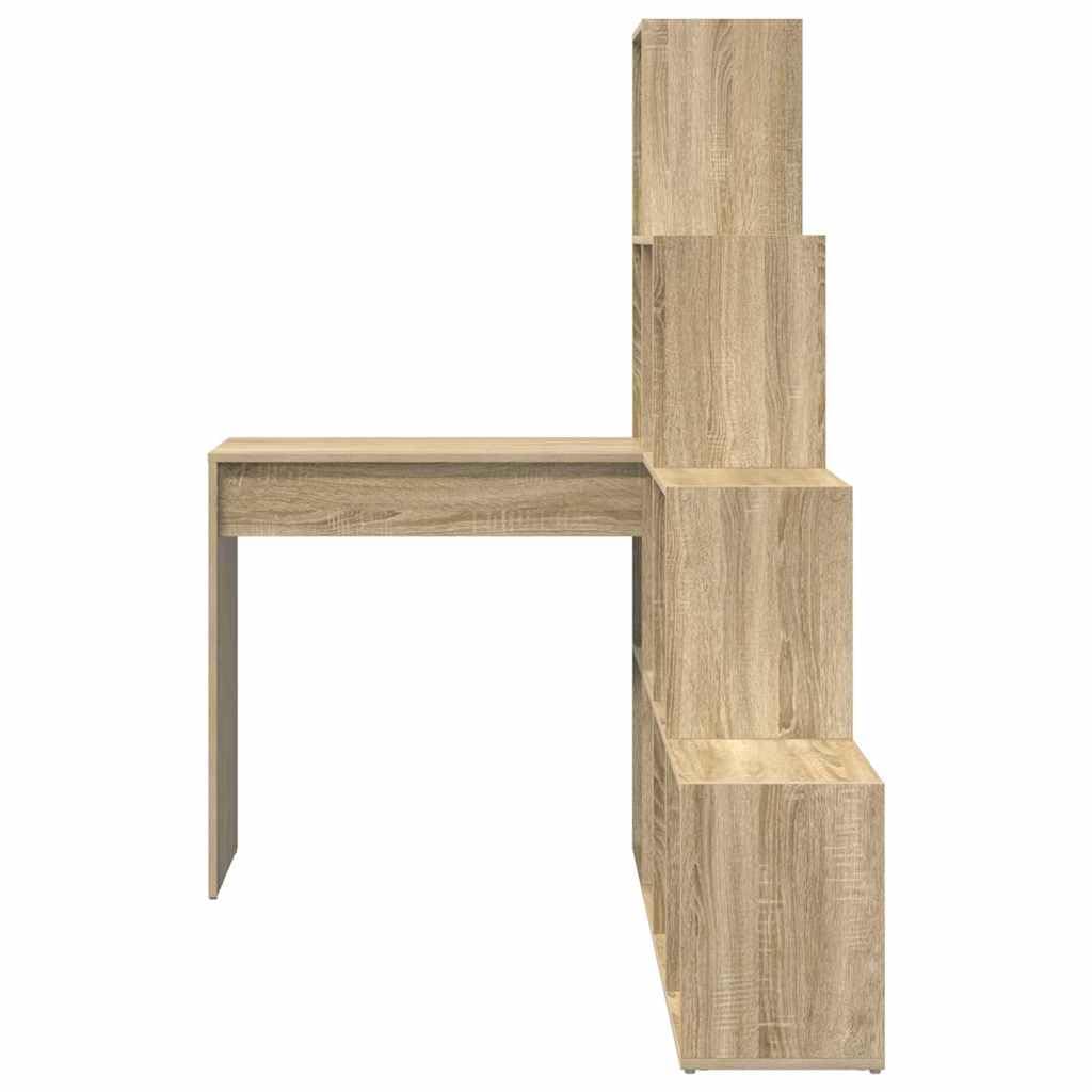 Bureau d'angle en Bois d'ingénierie Chêne Sonoma avec Rangement Multifonctionnel pour Espace de Travail Ergonomique à Domicile ou Bureau Professionnel