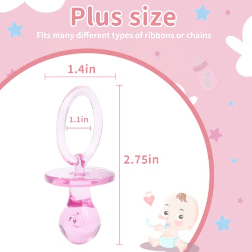 Image of Pacifiers for Baby Shower Game, 36PCS Plastic Pacifiers for Baby Shower Decoration DIY, Large Size Baby Shower Pacifiers, Gender Reveal Party Table Scatter /Hunt Baby Shower Game Props(Pink, 2.75 in)