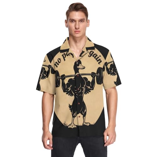 Chemise hawaïenne Funny Gooses homme beige manches courtes à boutons