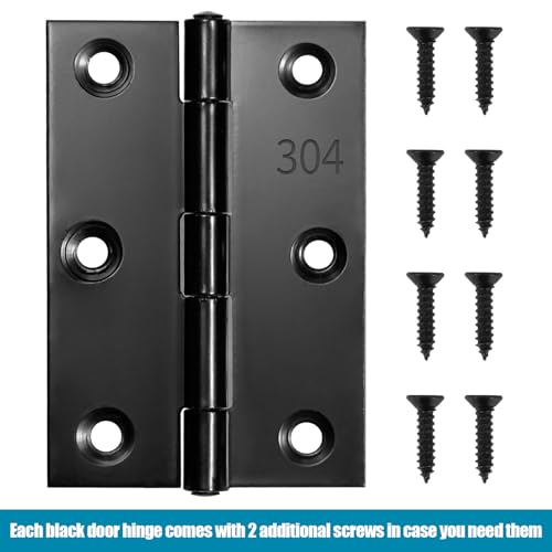 Black Door Hinges 3 Inch – 12 Pack Interior Hinges for Furniture, Wooden Box, Chest, Window, Case Lid, Durable Black Door Hinges for Home Use - Thumbnail 3