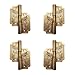 Tiazza 4Pcs Antique Brass Visible Small Hinges, 2x2 Inches Furniture Cabinet Drawer Double Door Removable Hinges