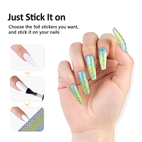 Burano Nail Foil Glue Gel, With 40Pcs Foil Sticker 15Ml 2 Bottles Foil Gel, Nail Foils Nail Art Gel Nails Foil With Pen Designer Adhesive Transfer Nails Foil #TOP1