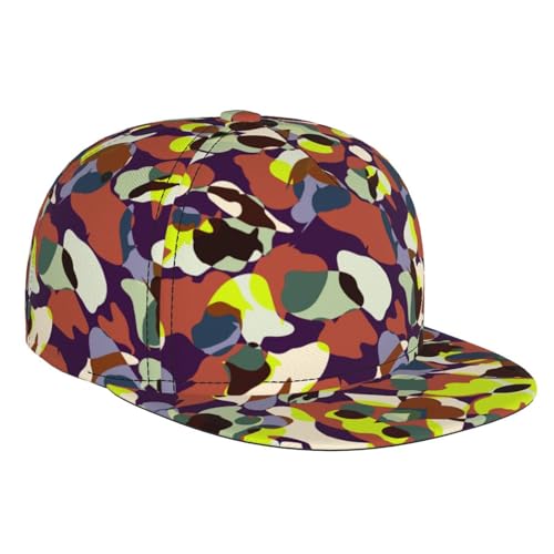 Camouflage Fashion Flat Brim Baseball Cap â€“ Stylish Unisex Cap with All-Over Print Design â€“ Breathable Lightweight Hat for Daily Wear, Outdoor Activities, and Travel
