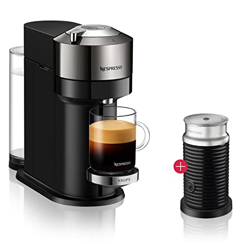 DeLonghi Nespresso Cafetera Vertuo Next Deluxe ENV 120.CAE con espumador de leche, cromada