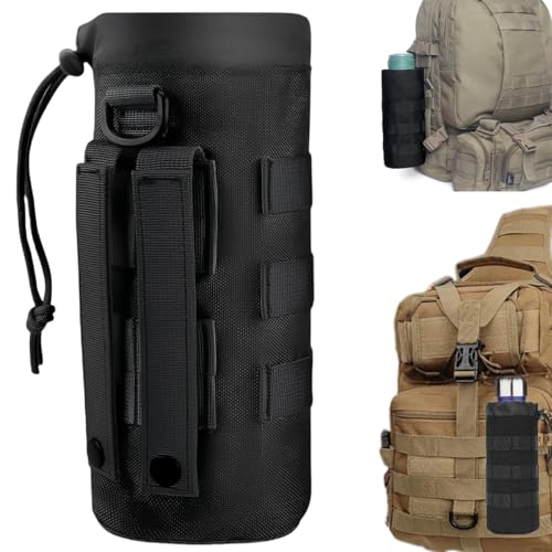 Molle Flaschenhalter, Flaschenhalter Rucksack, Haltbares Militär Trinkflasche Beutel mit Kordelzug Wasserflaschentasche für Outdoor-Wandern, Jagd, Camping-Training,1000d-Nylon