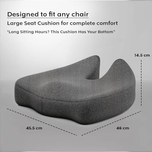 Image of Memory Foam Car Seat Back Support, Orthopedic Lumbar Back Rest for Back Pain Relief, Back Support Pillow for Office ChairCarBack Support Pillow,-Seat Cushion (Grey, FD Chair CUISION)
