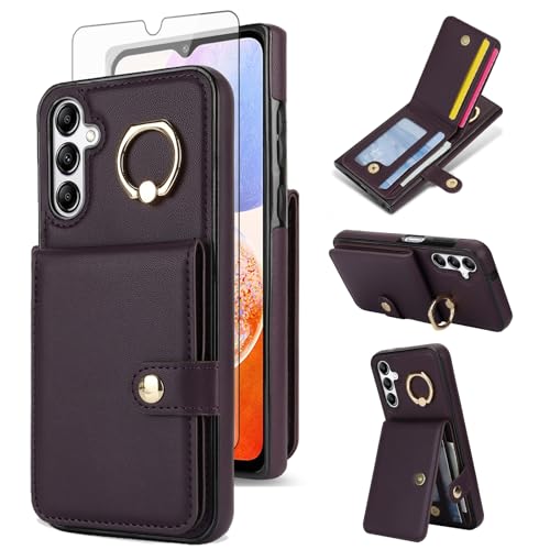 Coque Samsung Galaxy A14 5G Protection Écran Verre Trempé Étui Portefeuille Antichoc