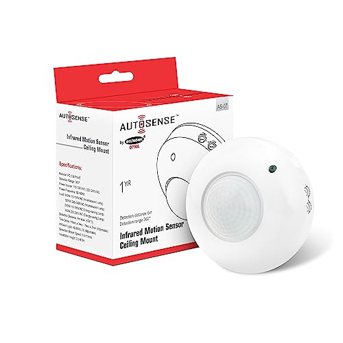 Autosense Sensor de movimiento PIR de 360 grados con sensor de luz, interruptor detector de movimiento de ahorro de energía (AS-07) (paquete de 2)