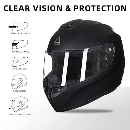 Triangle Full Face Motorcycle Street Bike Helmet Lightweight Dot Approved (Medium, Black)… #TOP2