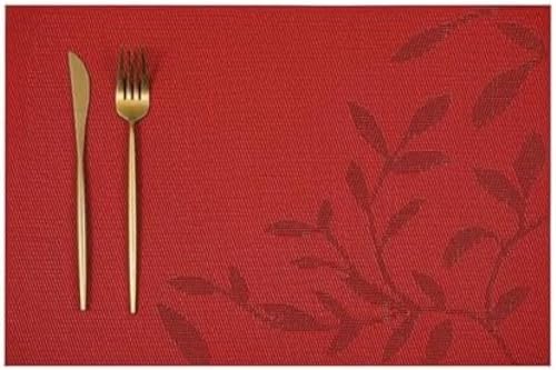 Lot de 2 sets de table rectangulaires PVC 45x30 cm lavables et durables rouge