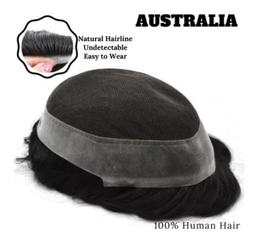 Image of Australian Hair Patch for men | .03MM PU Base with Front Hairline | Ultra Thin base and Light Wieght| 100% natural human hair| Premium Hair Patch For Men (Natural Brown, 7x5)