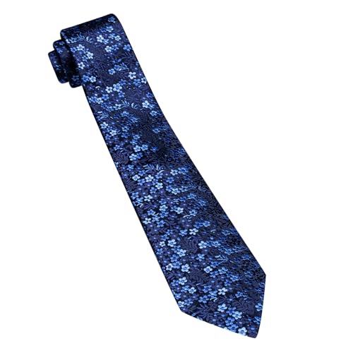 Image of Barry.Wang Floral Ties for Men Flower Necktie with Tie Clip Formal