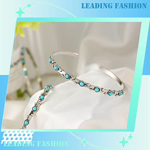 Lasnten 5 Pcs Turquoise Bracelets for Women, Turquoise Cuff Bracelet Western Jewelry Stackable Handmade Gemstone Bangle for Women Christmas Birthday Gift3