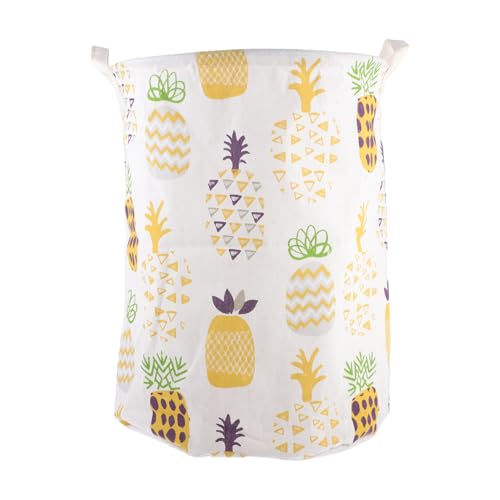 WEKADRIN Cesto de Ropa Sucia Redondo Plegable de Algodón y Lino con Recubrimiento PE Organizador Ligero para Dormitorio Infantil Baño y Sala de Cesta Multiusos para Juguetes y Ropa