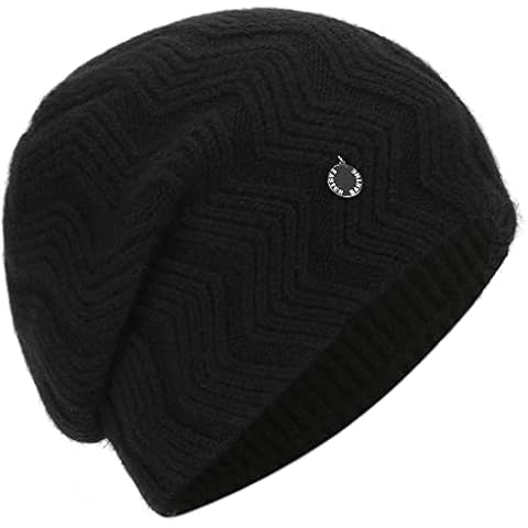 EASTER BARTHE Black Cashmere Beanie Women Knit Beanie Black Winter Slouchy Beanie for Girls Cashmere Hat Black Ski Hat Women Knit Hat (Black) Cover