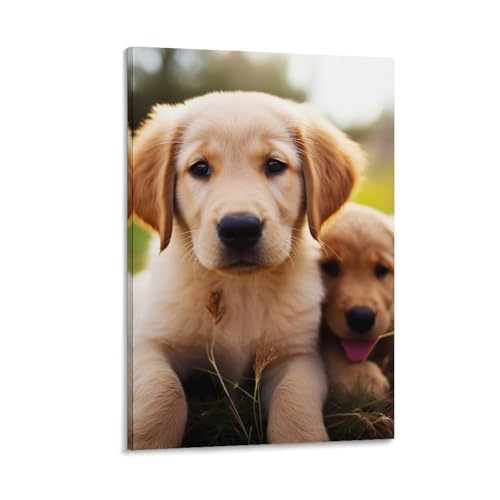 Toile murale chiot golden retriever poster suspendu decoration interieure