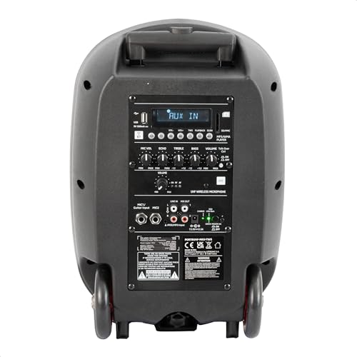 Ibiza - PORT8UHF-MKII-TWS - Tragbarer 8-Lautsprecher mit 400 W MAX, 1 kabelgebundenem Mikrofon und 1 UHF-Mikrofon, Fernbedienung und Tragetasche – Bluetooth, USB, SD & TWS – 6–8 Stunden Akkulaufzeit