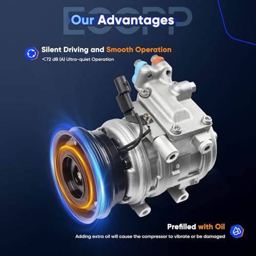 Image of ECCPP AC Compressor Direct Fit for Kia Spectra L4 2.0L 2004-2006 | for Hyundai Tucson L4 2.0L 2005-2007 97370,98370 Fast Cooling AC Compressor with Clutch Low Vibration Fuel Efficient