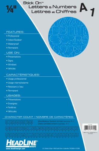 Headline Sign 31744 Stick-On Vinyl Letters and Numbers, Blue, 1/4-Inch