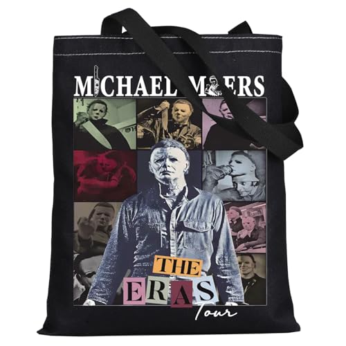 WZMPA Horror Movie Tote Bag Thriller Film Gift Killer Reusable Grocery Bag Mask Murder Merchandise(M M -T BL)
