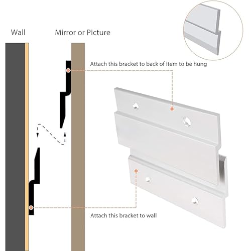 Image of 4PCS 51x25mm Aluminium French Closure Picture Hook Interlocking Wall Mounting Bracket Hardware Kit Z Clip for Hanging Mounting Wall Plate Mirrors Photo Artwork