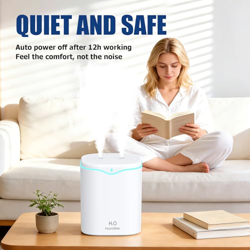 iucpss Humidifier for Bedroom, 25dB Cool Mist Humidifier for Home, 2L Top Fill Tank for Large Rooms with 24H Runtime, NightLight, 12H Auto-off Safe for Baby Nursery, Office, Pets, Plants, SD03b, White by iucpss - Image 4