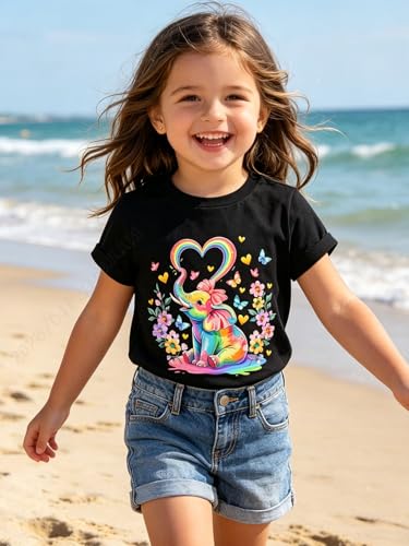 Image of Funnycokid Little Girls T Shirt for Toddler 3-7 Years Kids Tee Graphic Short Sleeve Clothes Tops