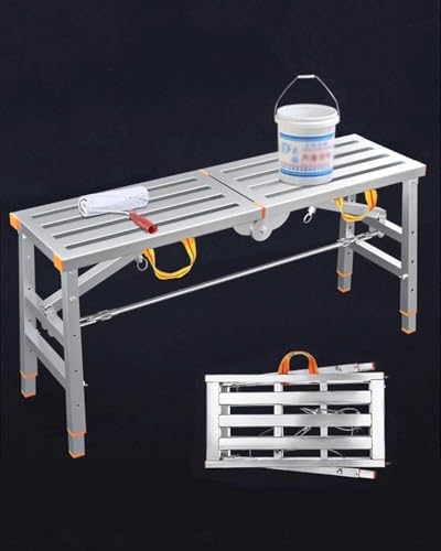 Portable Workbench Kit - Foldable Scaffolding Ladder Platform with Non-Slip Foot Pad, Ideal for Maintenance, Painting, Cleaning, Mural Work (63"x15.8")