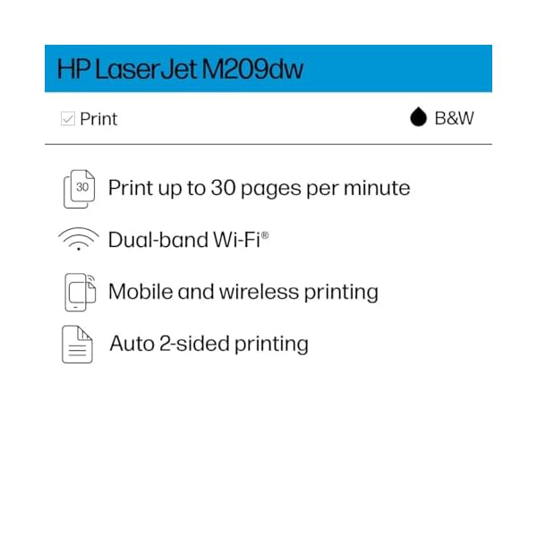 HP LaserJet M209dw Wireless Printer, Print, Fast speeds, Easy setup, Mobile printing,Best-for-small teams - Image 3