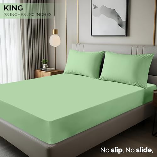 Image of Utopia Bedding King Fitted Sheet - Bottom Sheet - Deep Pocket - Soft Microfiber - Shrinkage and Fade Resistant - Easy Care -1 Fitted Sheet Only (Sage Green)