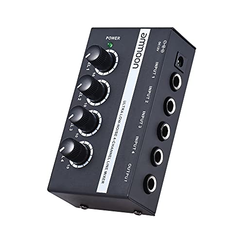 Tomshin MX400 Ultra-compacto de baixo nível de ruído 4 canais de mixagem mono de áudio com adaptador
