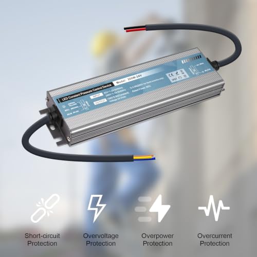Image of QNNP LED Driver 200 Watts 24V DC Low Voltage Transformer Waterproof IP67 Power Supply Transformer Adapter AC 85V-265V to 24V DC, LED Power Supply for Indoor Outdoor Lighting