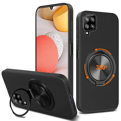 Coque Samsung Galaxy A42 5G antichoc silicone TPU noir anneau rotatif 360