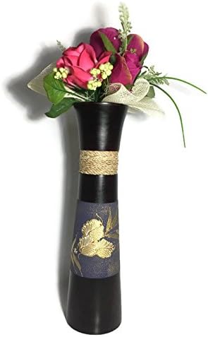 Upluck Purple Paint Pattern Mango Wood Vase Flowers for Home Decor Hotel Wedding