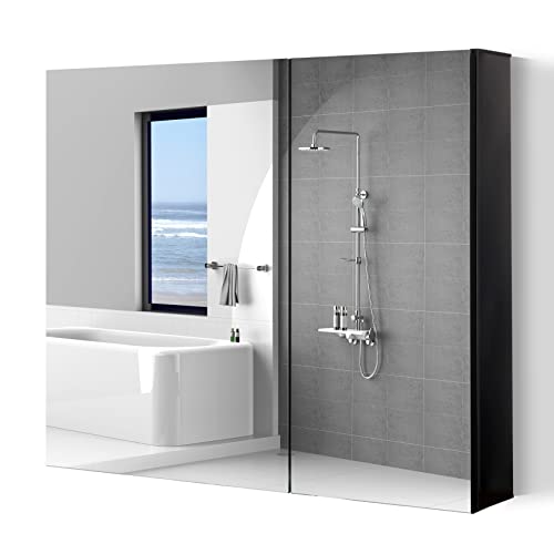 Ksibnw Recessed Or Surface Mount Medicine Cabinet With 2 Mirror Doors,Aluminum,30'' Widthx 26'' Height Bathroom Medicine Cabinet,2 Doors Wall Mounted Medicine Cabinet Storage With Adjustable Shelves #TOP25
