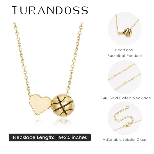 Turandoss 14K Gold Plated Heart Sports Necklaces for Women Girls Trendy - image 5