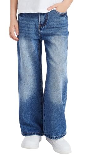 SEAUR Boys' Wide Leg Jeans Elastic Waist Comfort Denim Trendy Loose Fit Pants for School & Play Ages 5-13