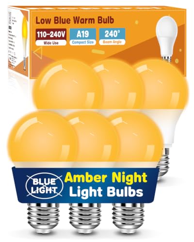 Image of Neporal Amber Sleep Light Bulbs, Blue Light Free 1800K Amber Lighting, A19 LED 9W,Dimmable E26 Bulb with Timer & Memory,Flicker Free for Bedroom,Nursery & Bedside Lamp,6 Pack