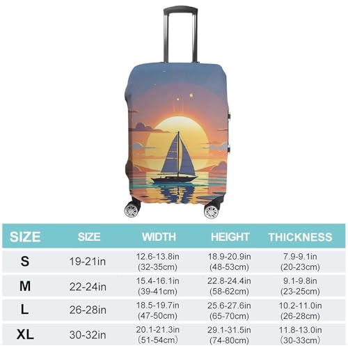 Sunset And Sailboat Printed Luggage Cover Protector, Fits 18-32 Inch Luggage2