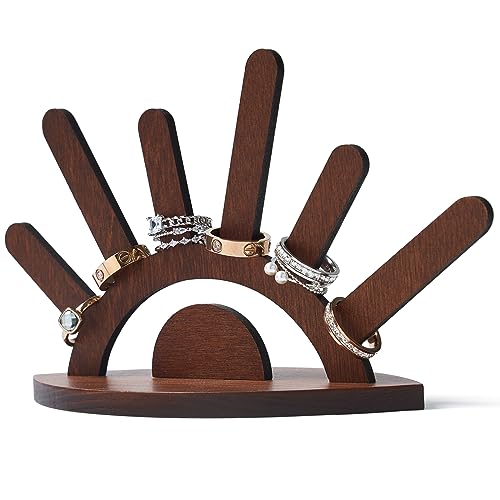 Oaque Wooden Ring Holder, Evil Eye Ring Display Wood Ring Stand, Cute Jewelry Display for Ring Display Stand, Christmas Birthday Engagement Gift for Women Her