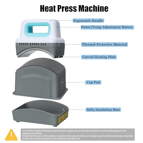 Prensa de calor manual para gorras, mini portátil miniatura 6