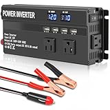 ALSO GO 1200W Power Inverter, 12v to 110V AC Car Inverter with Fast Charging 2.4A USB and 3 AC Outlets Ideal for Road Trips, Camping, RV, Truck, Solar, and Vehicle Power Needs​