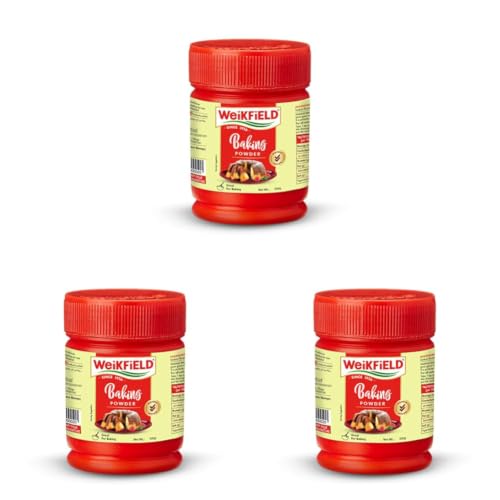 Image of Weikfield Baking Powder | 100% Double Action Baking Powder | Perfect for Fluppy Cakes, Cookies, Muffins & Breads | Perfect for Baking | In Reusable Poly Jar | 100g (Pack of 3)