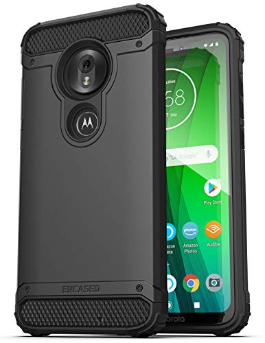 ENCASED - Funda protectora resistente para Moto G7 Play (Serie Escorpio 2019) de grado militar resistente para teléfono (Motorola G7 Play), color negro