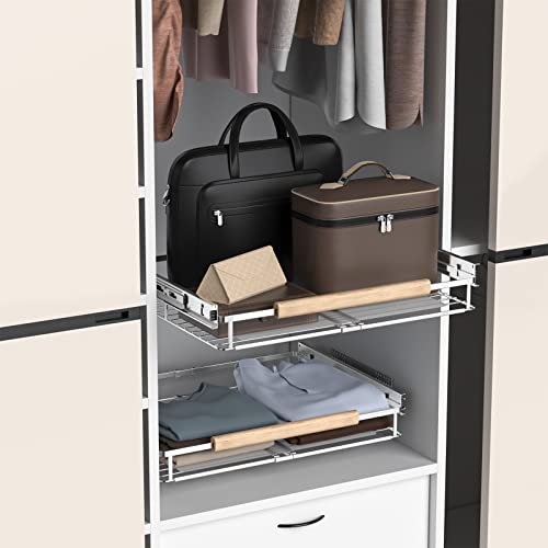 Expandable Cabinet Pull Out Basket Heavy Duty Slide Out Pantry Shelves Under Sink Organizers And Storage For Kitchen, Bathroom, Wardrobe, Pantry, Cupboard, Pots, Pans, Adjusted Width 16.1"-26.3", 1 Pack, Gneous Greal #TOP2