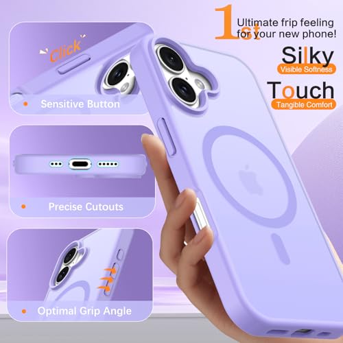 Image of BENTOBEN Magnetic for iPhone 17 Case 6.3 inch 2025, [Compatible with Magsafe] Cute Slim Matte Military Shockproof Drop Protective Bumper Girl Women Men Boy Phone Cover for iPhone 17, Lavender Purple