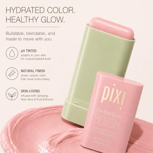 Image of Pixi On-the-Glow Blush - Fleur, Hydrating Tinted Moisture Blush Stick with Ginseng, Aloe Vera & Fruit Extracts, For Cheeks & Lips, 19g / 0.6oz, Paraben-Free
