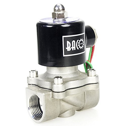 BACOENG 3/4" AC110V Stainless Steel Electric Solenoid Valve (NPT, Normally Closed)