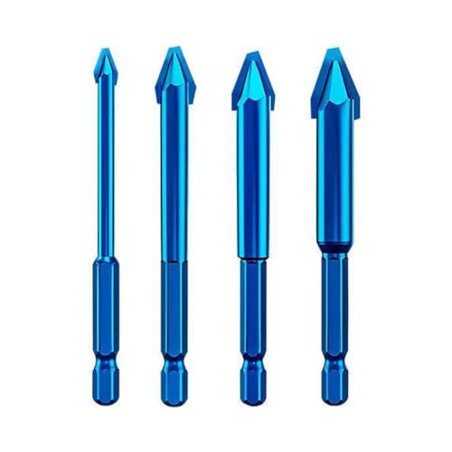 Iyalezirk 4 Piezas VáStago Hexagonal Taladro ExcéNtrico de Alta Dureza Baldosa de Vidrio de PrecisióN PerforacióN de CeráMica de Broca Triangular 6-12 mm